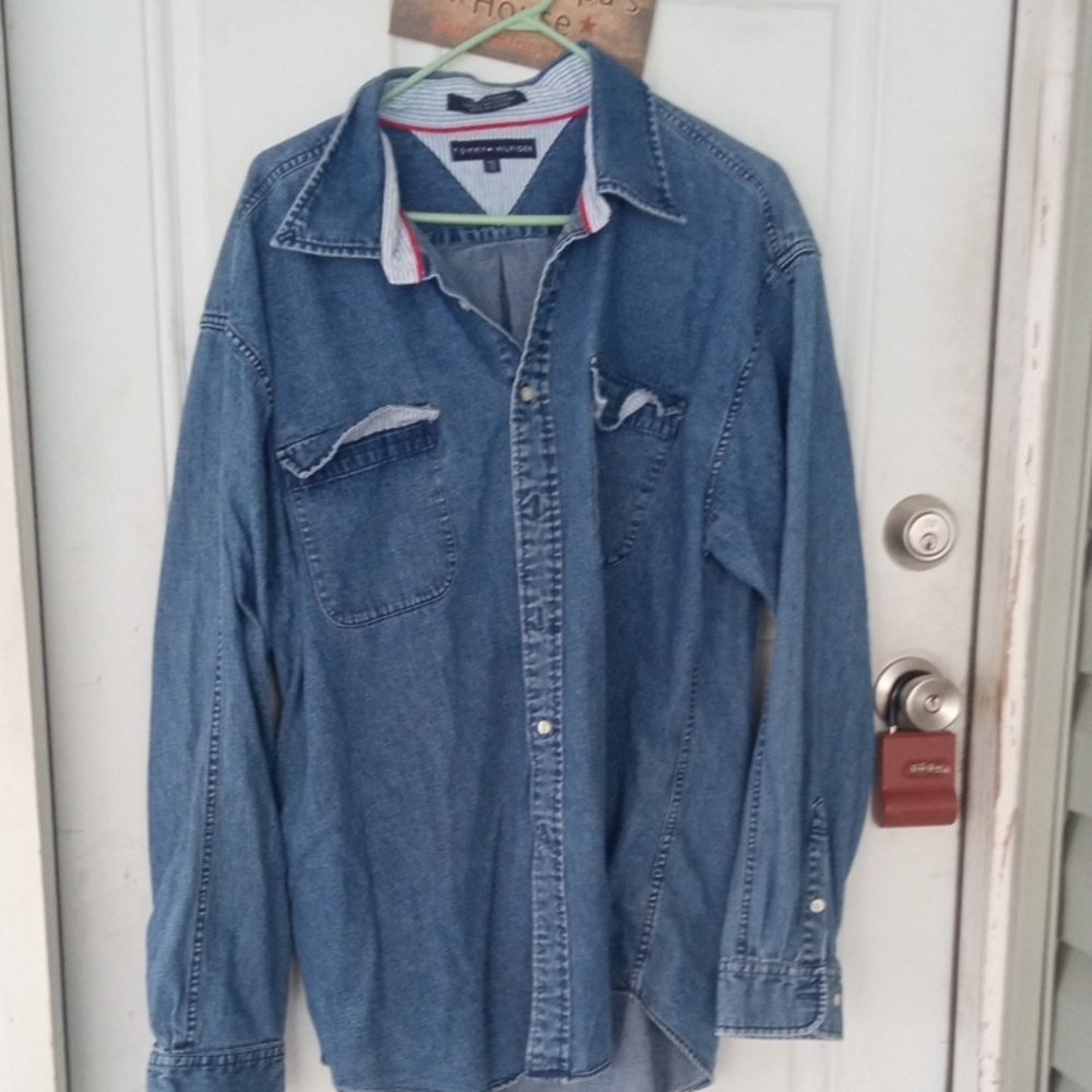 Men's 2XL Denim Tommy Hilfiger Button Down